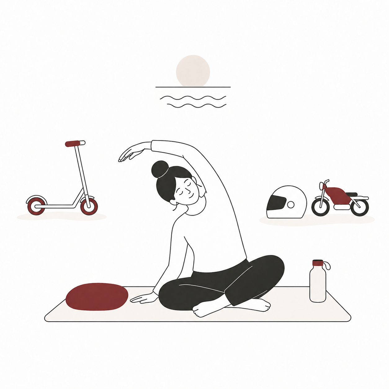 Minimal illustration representing gentle movement, regulation and pacing